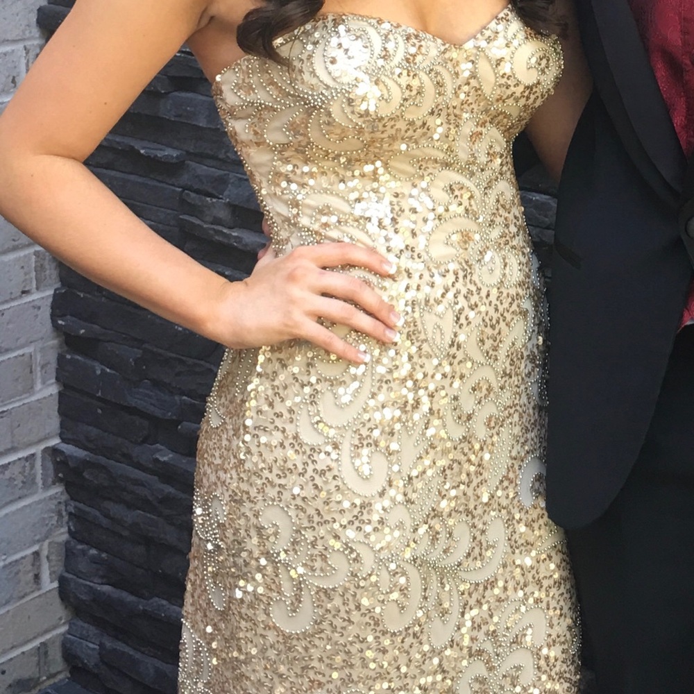 Gold Beaded Prom/pageant gown